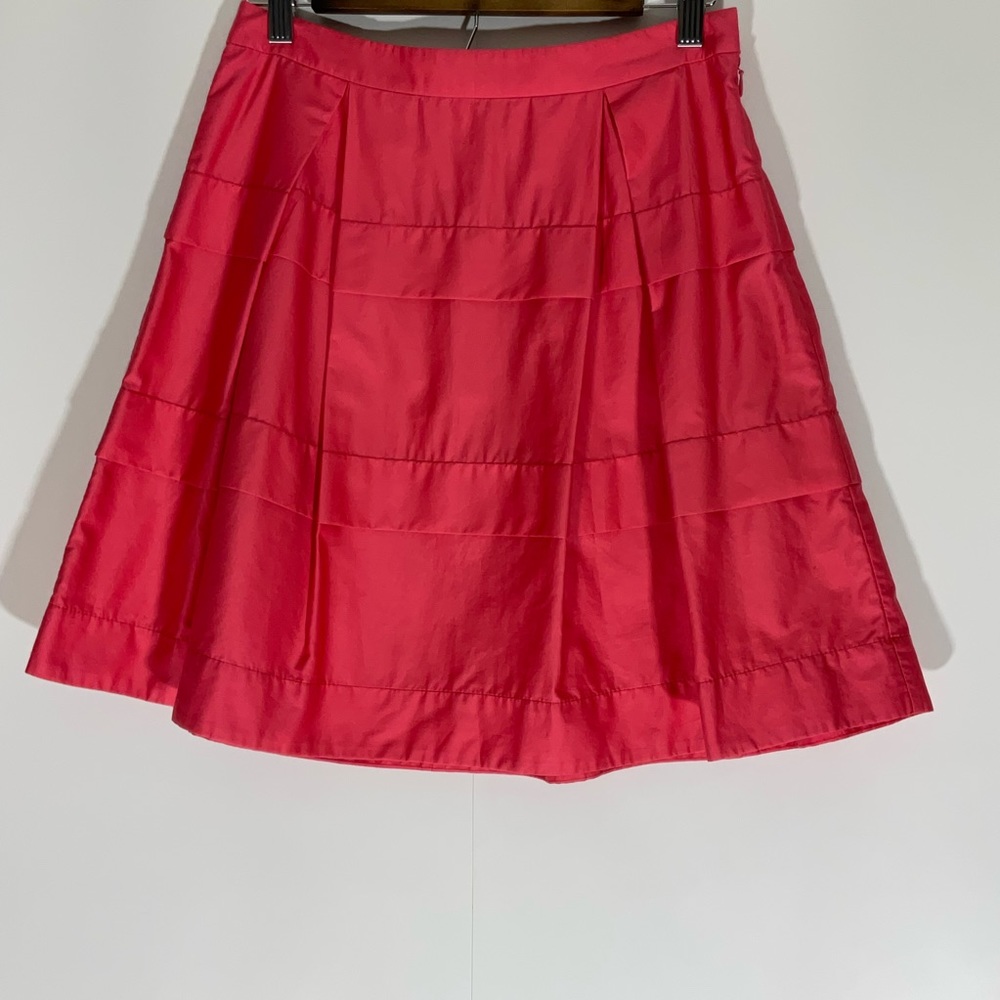 J. Crew Skirt Tiered Pleated Tangerine Pink Back Zipper Mini Size 0